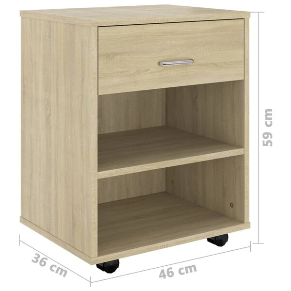 vidaXL Ντουλάπι Τροχήλατο Sonoma Δρυς 46 x 36 x 59 εκ. από Επεξ. Ξύλο