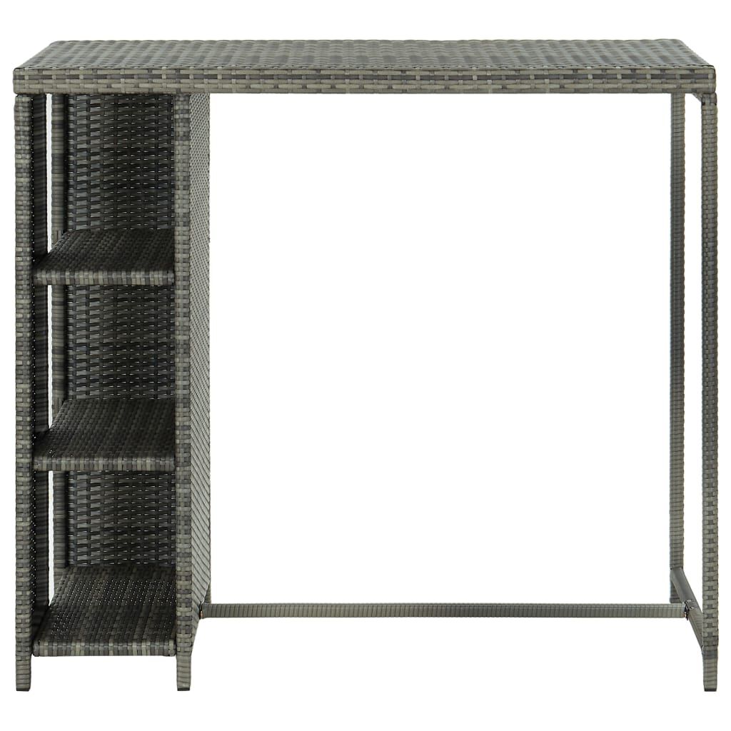 vidaXL Τραπέζι Μπαρ με Ράφια Γκρι 120x60x110 εκ. από Συνθετικό Ρατάν