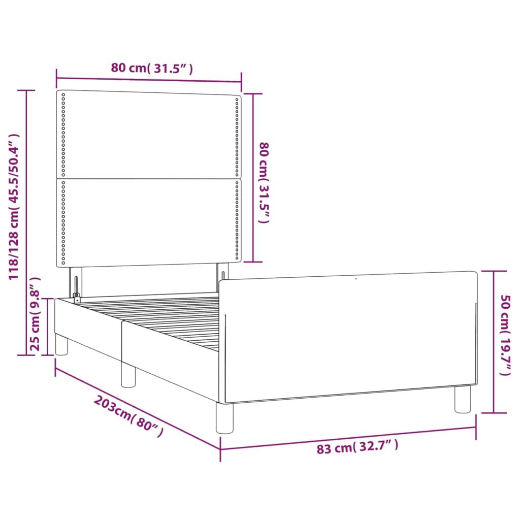 vidaXL Σκελετός Κρεβατιού Χωρίς Στρώμα Taupe 80x200 εκ. Υφασμάτινο