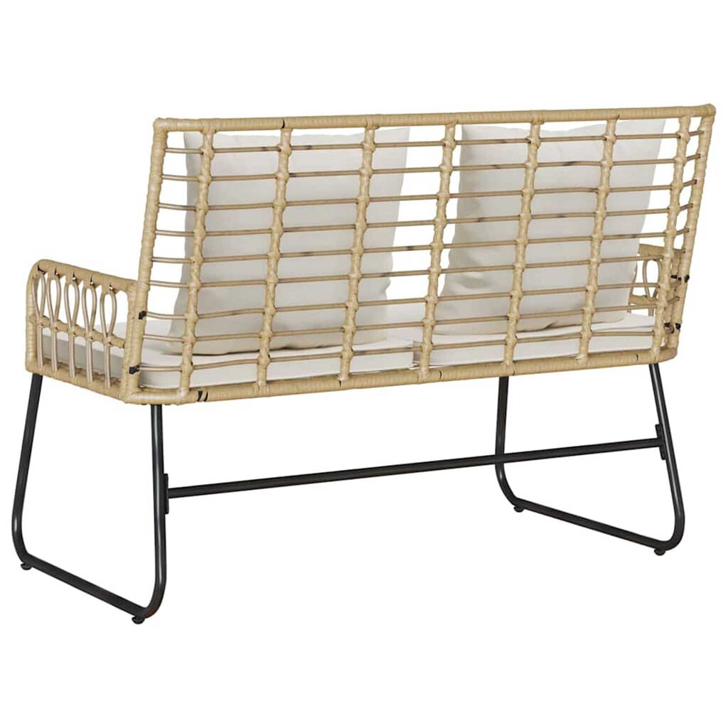 vidaXL Παγκάκι κήπου Καφέ και Κρέμα Πολυ rattan, ατσάλι