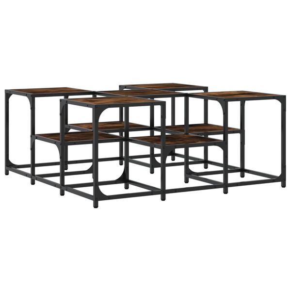 vidaXL Τραπεζάκι Σαλονιού Καπνιστή Δρυς 91x91x40 εκ. Επεξεργασμ. Ξύλο