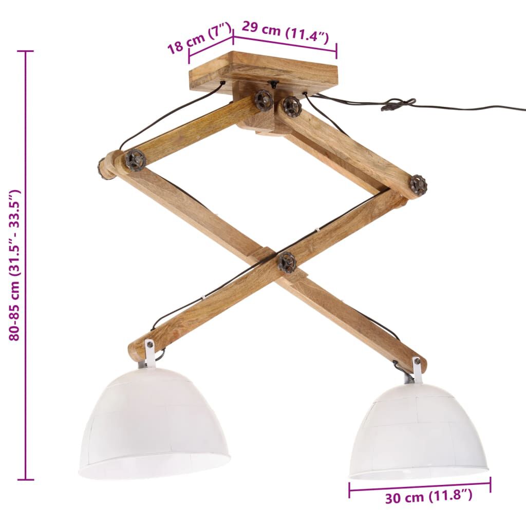 vidaXL Φωτιστικό Οροφής 25 W Λευκό 29x18x85 εκ. Ε27