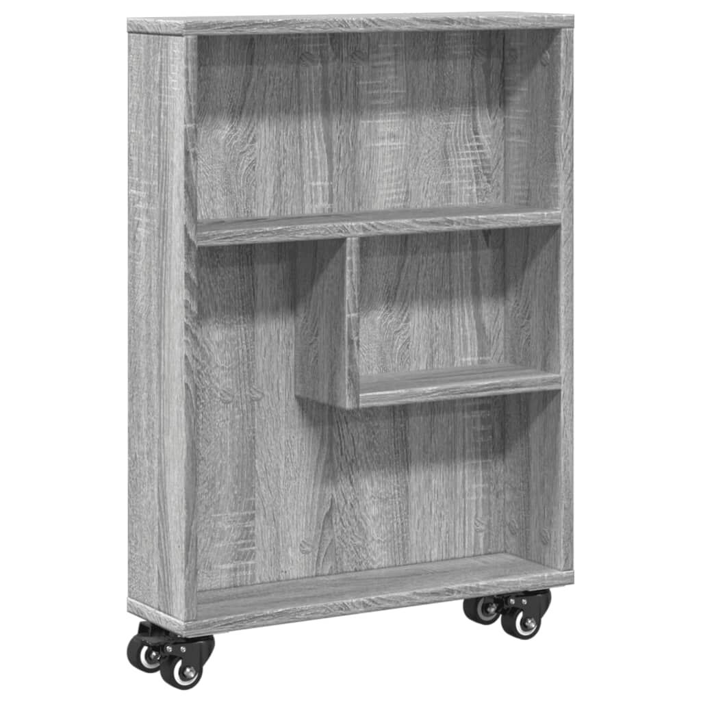vidaXL Τρόλεϊ Αποθήκευσης Στενό Γκρι Sonoma 48x13x68 εκ. Επεξ. Ξύλο