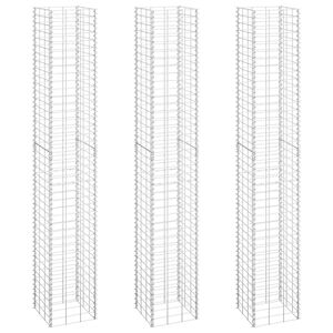 vidaXL Συρματοκιβώτια-Γλάστρες Υπερυψ. 3 τεμ. 30x30x200εκ. Σιδερένιες