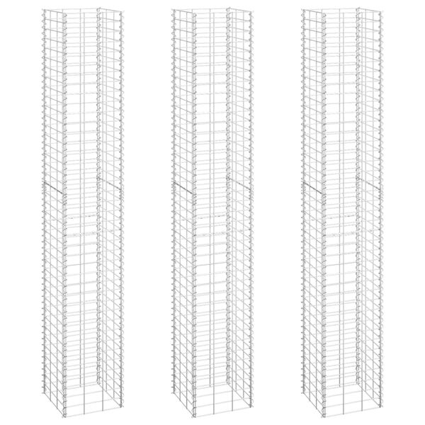 vidaXL Συρματοκιβώτια-Γλάστρες Υπερυψ. 3 τεμ. 30x30x200εκ. Σιδερένιες
