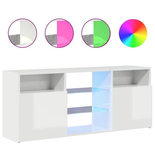 vidaXL Έπιπλο Τηλεόρασης με LED Γυαλιστερό Λευκό 120x30x50 εκ.
