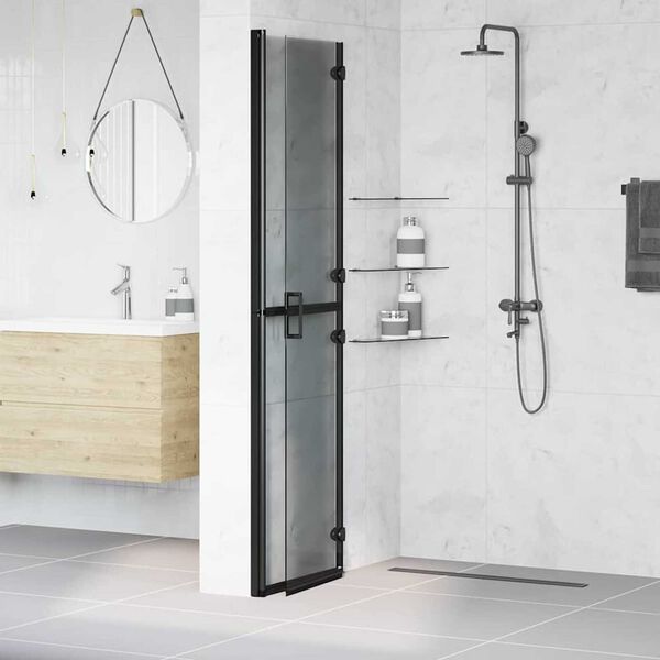 vidaXL Τοίχος ντους Walk-in Μαύρο και σκούρο διαφανές 100 x 190 cm