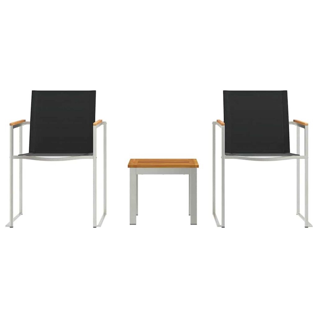 vidaXL Σετ Εξωτερικής Τραπέζης 3 pcs Καφέ και Μαύρο Μασίφ ξύλο teak