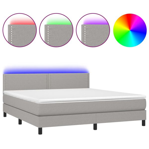 vidaXL &Kappa;&rho;&epsilon;&beta;ά&tau;&iota; Boxspring &mu;&epsilon; &Sigma;&tau;&rho;ώ&mu;&alpha; & LED &Alpha;&nu;.&Gamma;&kappa;&rho;&iota; 180x200 &epsilon;&kappa; &Upsilon;&phi;&alpha;&sigma;&mu;ά&tau;&iota;&nu;&omicron;