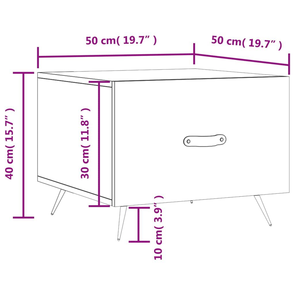vidaXL Τραπεζάκι Σαλονιού Καφέ Δρυς 50x50x40 εκ. Επεξεργασμένο Ξύλο