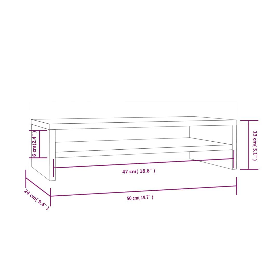 vidaXL Βάση Οθόνης 50 x 24 x 13 εκ. από Μασίφ Ξύλο Πεύκου