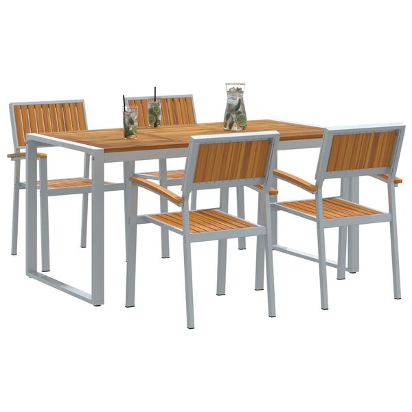 vidaXL Σέτ φαγητού για κήπο 5 pcs Γκρι και καφέ 160 x 80 x 75 cm