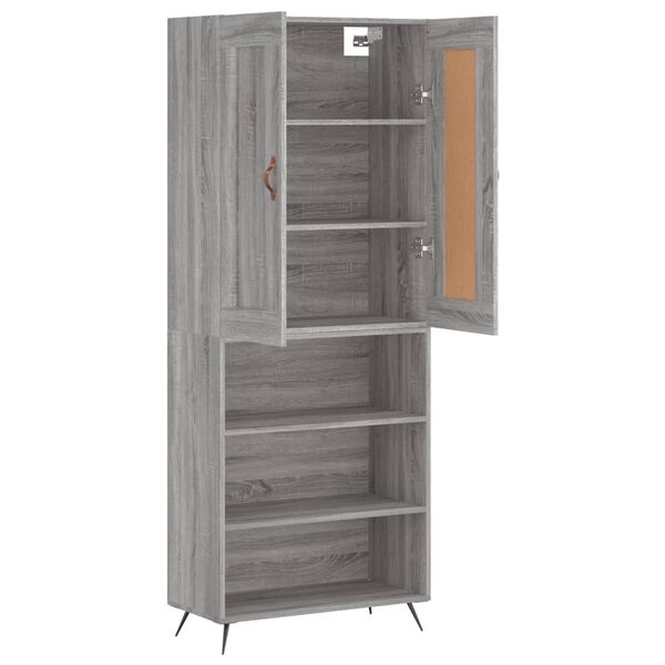 vidaXL Ντουλάπι Γκρι Sonoma 69,5 x 34 x 180 εκ. Επεξεργασμένο Ξύλο
