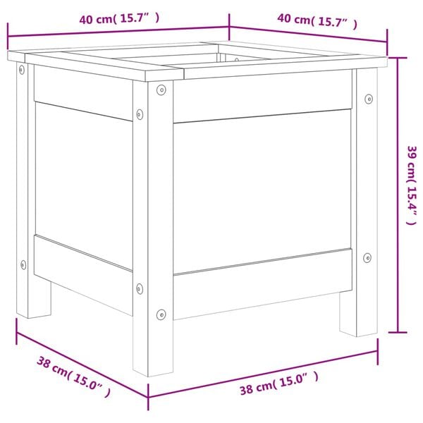 vidaXL Ζαρντινιέρα 40 x 40 x 39 εκ. από Μασίφ Ξύλο Ψευδοτσούγκας