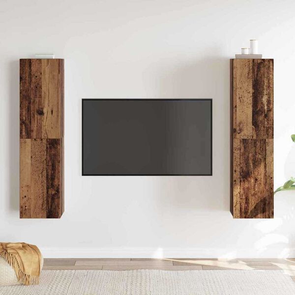 vidaXL Σύνολο Ντουλαπιών Τηλεόρασης Επιτοίχιο 4 pcs Παλαιό ξύλο
