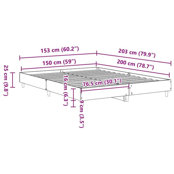 vidaXL Κρεβάτι μαύρου δρυού 150x200 εκ. κόντρα πλακέ
