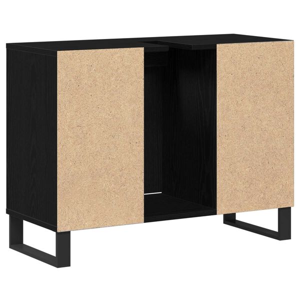 vidaXL Ντουλάπι Μπάνιου Μαύρη δρυς 80 x 33 x 60 εκ Επεξεργασμένο ξύλο