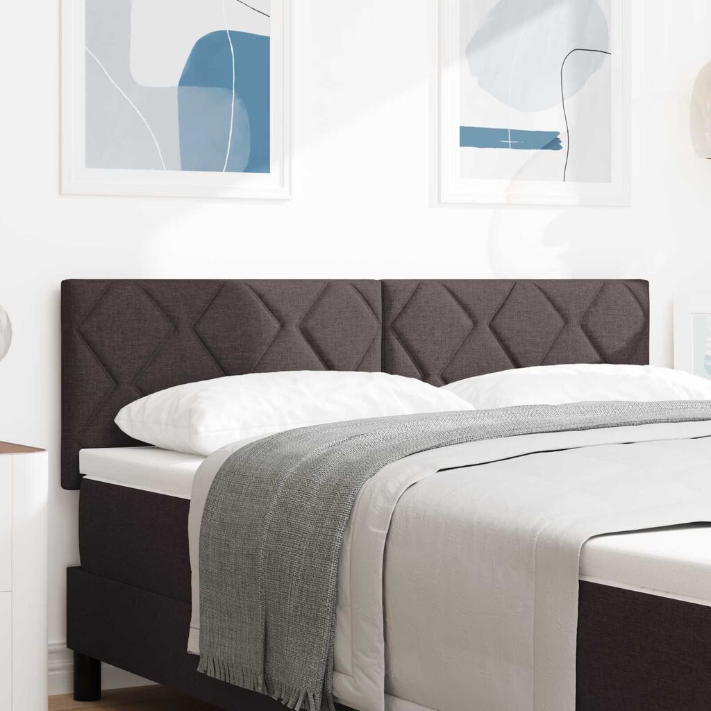 vidaXL LED Κεφαλάρι Γεωμετρικό Σχέδιο Διαμαντιών Σκούρο Καφέ 160 cm Ύφασμα