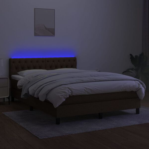 vidaXL &Kappa;&rho;&epsilon;&beta;ά&tau;&iota; Boxspring &mu;&epsilon; &Sigma;&tau;&rho;ώ&mu;&alpha; & LED &Sigma;&kappa;.&Kappa;&alpha;&phi;έ 140x200 &epsilon;&kappa; &Upsilon;&phi;&alpha;&sigma;&mu;ά&tau;&iota;&nu;&omicron;