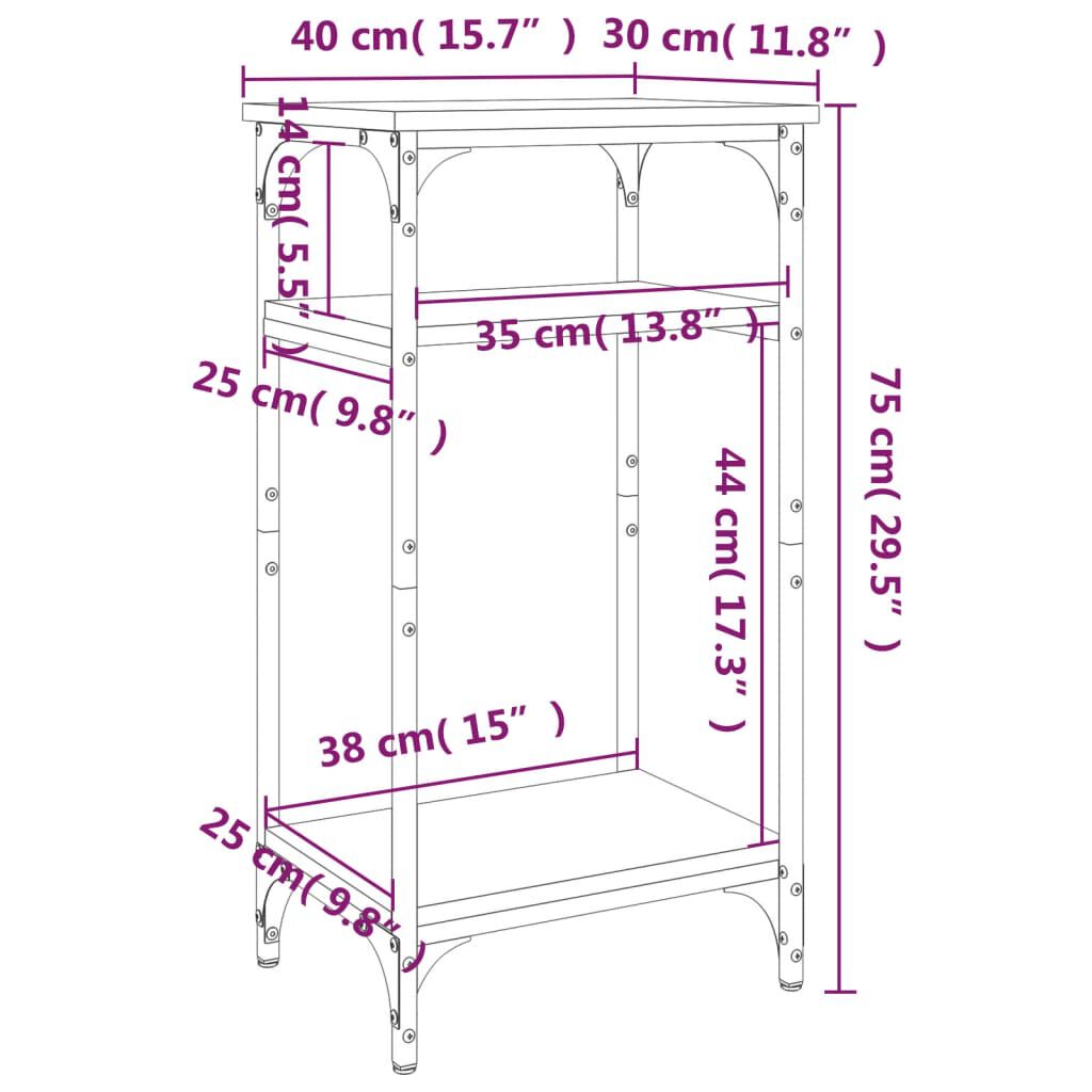 vidaXL Βοηθητικό Τραπέζι Γκρι Sonoma 40x30x75 εκ. Επεξεργασμένο Ξύλο