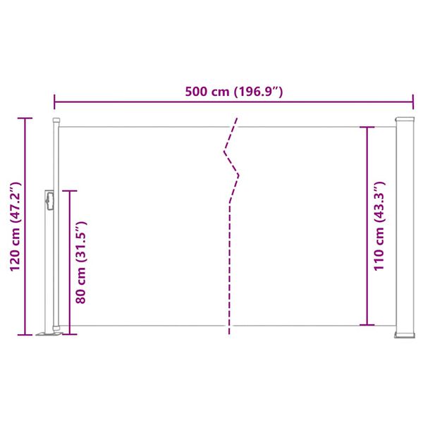 vidaXL Σκίαστρο Πλαϊνό Συρόμενο Βεράντας Κρεμ 120 x 500 εκ.