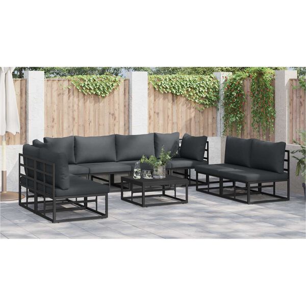 vidaXL Σετ Καναπέ Κήπου 9 pcs Μαύρο 70 x 70 x 32 εκ Αλουμίνιο
