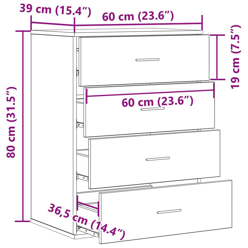 vidaXL Πλαϊνό γραφείο Παλιό ξύλο 60 x 39 x 80 εκ Επεξεργασμένο ξύλο