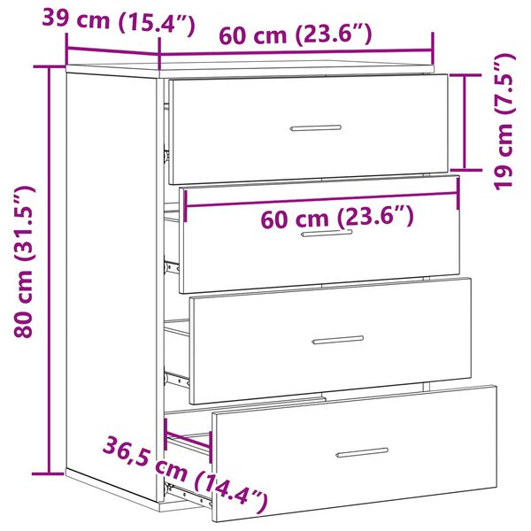vidaXL Πλαϊνό γραφείο Παλιό ξύλο 60 x 39 x 80 εκ Επεξεργασμένο ξύλο