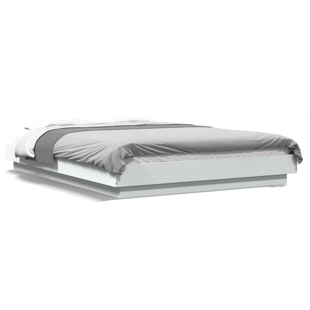 vidaXL Πλαίσιο Κρεβατιού με LED Λευκό 120x190 εκ Επεξεργ. Ξύλο