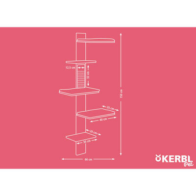 Kerbl Στύλος Ξυσίματος για Γάτες Timber Wall 150 εκ. Φυσικό και Taupe