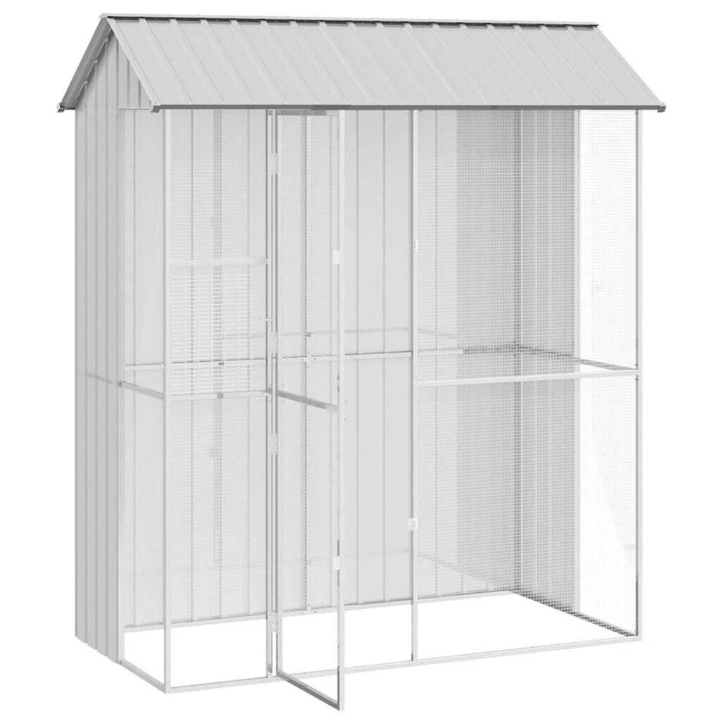 vidaXL Κλουβί Πουλιών Γκρι 215 x 110 x 247 εκ. Γαλβανισμένος χάλυβας