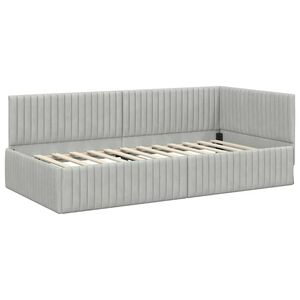 vidaXL Κρεβάτι Γωνίας με κεφαλάρι Ανοιχτό γκρι 90 εκ x 200 εκ ύφασμα