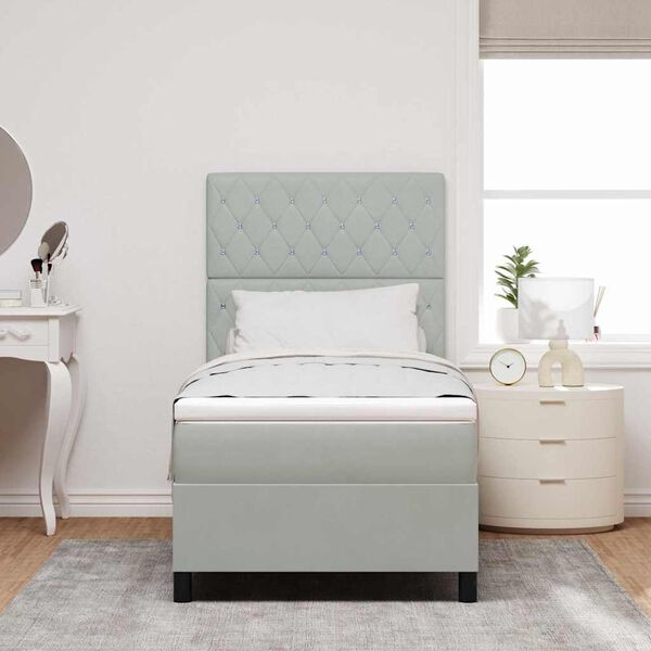 vidaXL Κρεβάτι με ελατήρια με στρώμα Ανοιχτό γκρι 90 x 190 cm Βελούδο