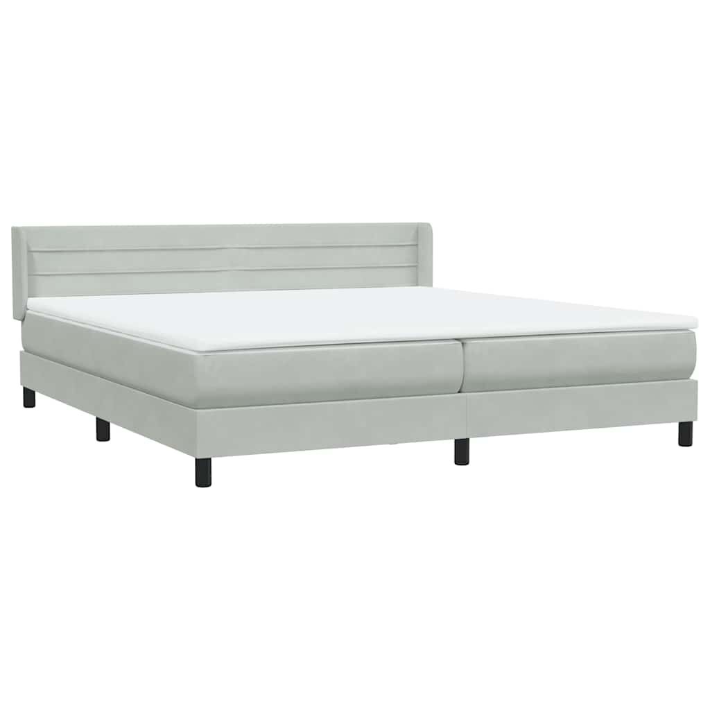 vidaXL Box Spring κρεβάτι με στρώμα ανοιχτό γκρι 200x210 cm Βελούδινο