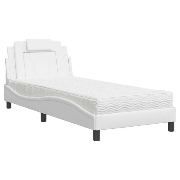 vidaXL Κρεβάτι με Στρώμα Λευκό 90x190 εκ. από Συνθετικό Δέρμα