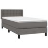 vidaXL Κρεβάτι Boxspring με Στρώμα Γκρι 90x200 εκ. από Συνθετικό Δέρμα