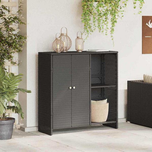 vidaXL Ντουλάπι αποθήκευσης με πόρτα Μαύρο 100 x 36 x 102 εκ Ρατάν