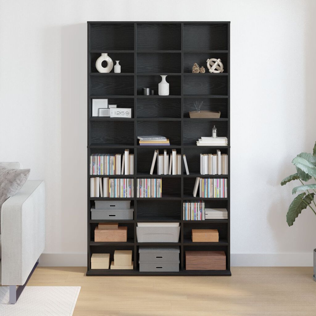 vidaXL Ντουλάπι CD Μαύρο Δρυς 101x23x177,5 εκ από Συνθετικό Ξύλο