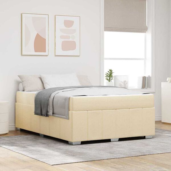 vidaXL Σκελετός Κρεβατιού με στρώμα Κρεμ 160 x 200 cm ύφασμα