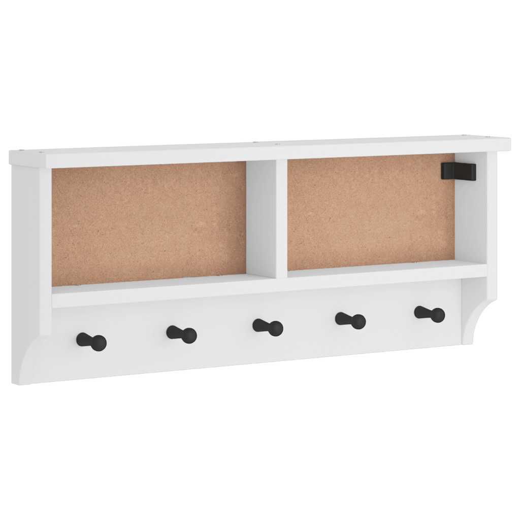vidaXL Επίτοιχη κρεμάστρα παλτών SANDNES Λευκό 87x12x35 εκ. Πεύκο ξύλο