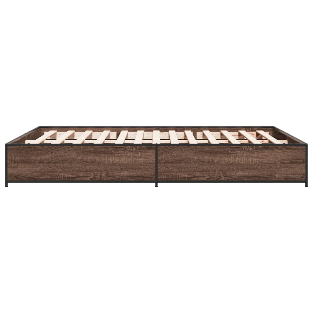 vidaXL Πλαίσιο Κρεβατιού Καφέ Δρυς 120x200 εκ. Επεξ. Ξύλο & Μέταλλο