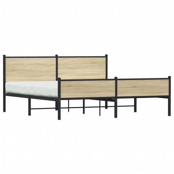vidaXL Σκελετός Κρεβ. Χωρίς Στρώμα Sonoma Δρυς 180x200 εκ. Μεταλλικό