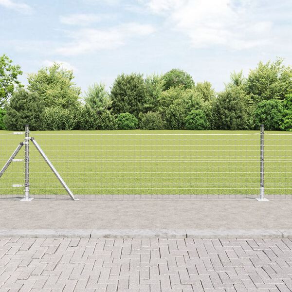 vidaXL Πόδια Φράχτη με Βάσεις 7 τεμ Ø32mm 70cm Γαλβανισμένο Χάλυβα