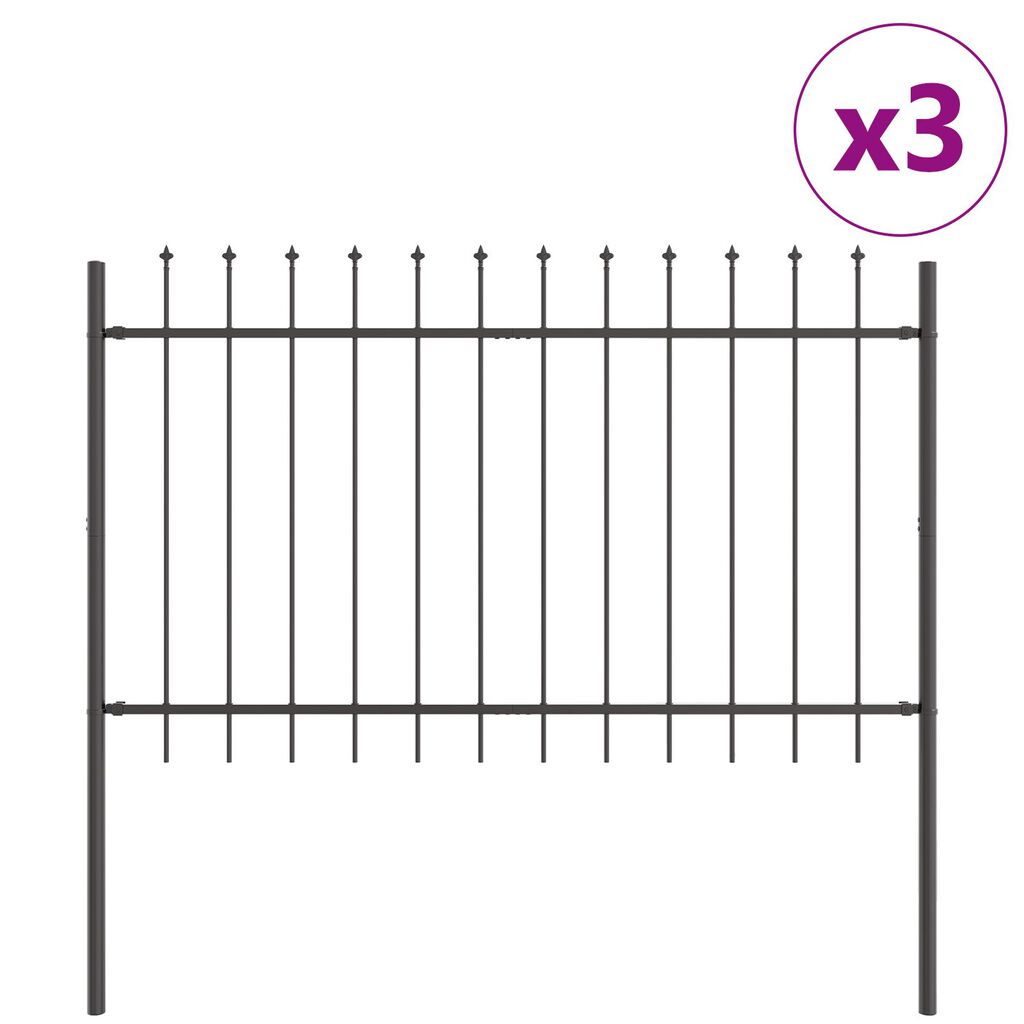 vidaXL Φράχτης Κήπου με Γκρι Λοξή Κορυφή 5,1x1,2 μ Χάλυβας
