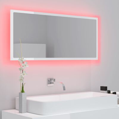 vidaXL Καθρέφτης Μπάνιου με LED Γυαλ. Λευκό 100x8,5x37εκ. Ακρυλικός