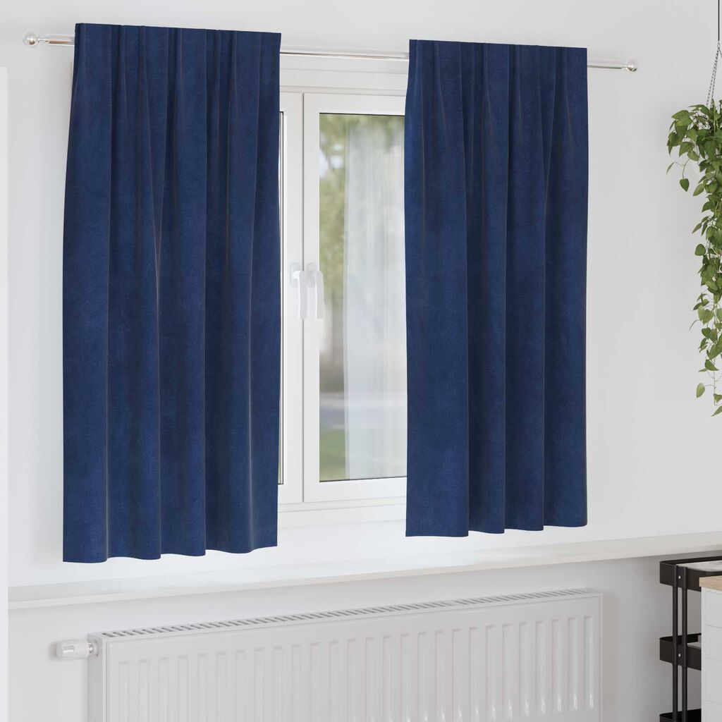 vidaXL Κουρτίνες με κουρτίνες 2 pcs Σκούρο Μπλε 140 x 175 cm Βελούδο