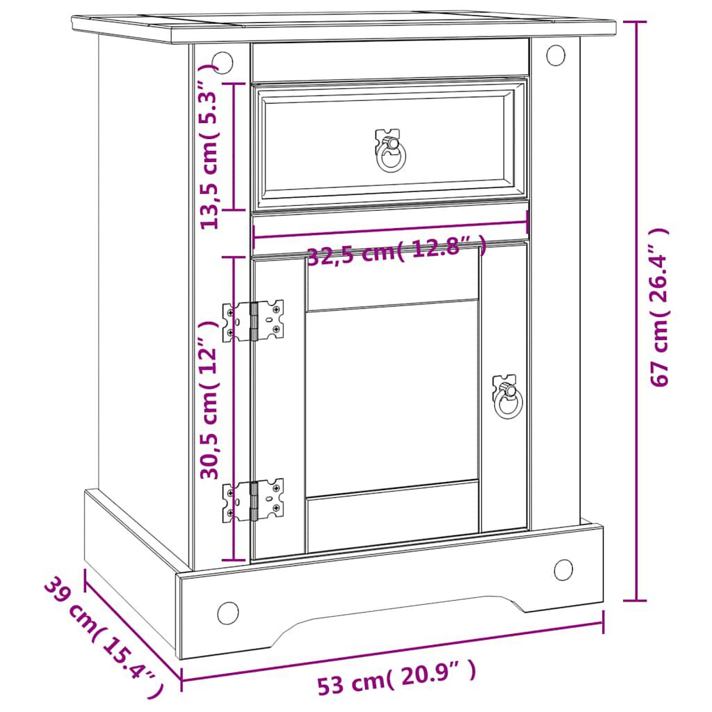 vidaXL Κομοδίνο Μεξικάνικο Στιλ Corona Λευκό 53x39x67 εκ. Ξύλο Πεύκου