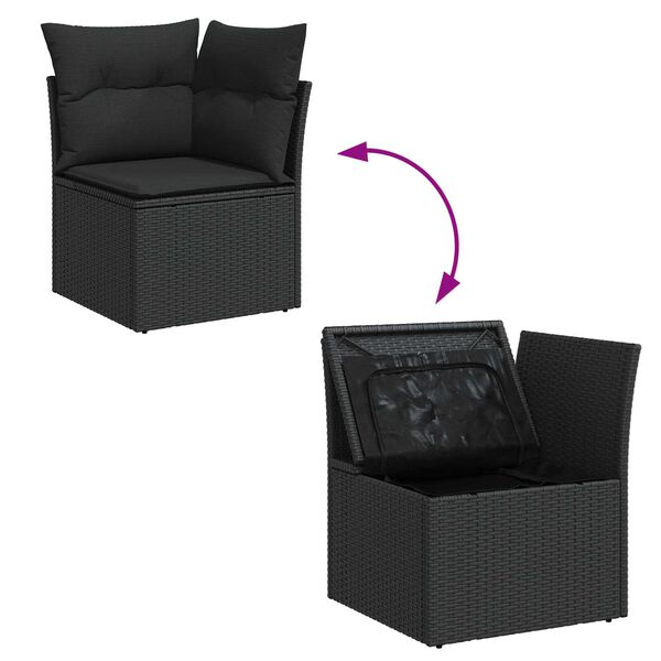 vidaXL Σετ Καναπέ Κήπου 10 pcs Μαύρο 100 x 55 x 73 εκ Πολυ ράταν