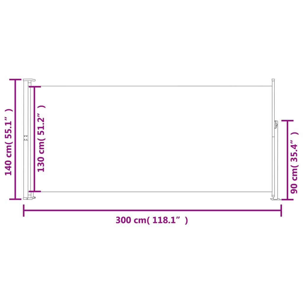 vidaXL Σκίαστρο Πλαϊνό Συρόμενο Κρεμ 140 x 300 εκ.