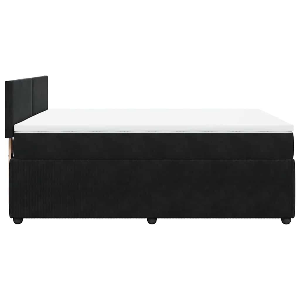 vidaXL Κρεβάτι Boxspring με Στρώμα Μαύρο 140x200 εκ. Βελούδινο